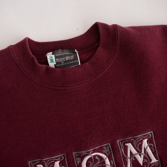Vintage Image Wear Maroon Embroidered Mom Texas A&M University Crew Sweater L - Picture 10 of 11
